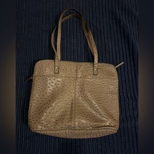 Bueno Faux Ostrich Leather Tote Bag – Taupe Textured Shoulder Handbag 16x14